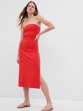 GAP Strapless Red Bodycon Midi Dress